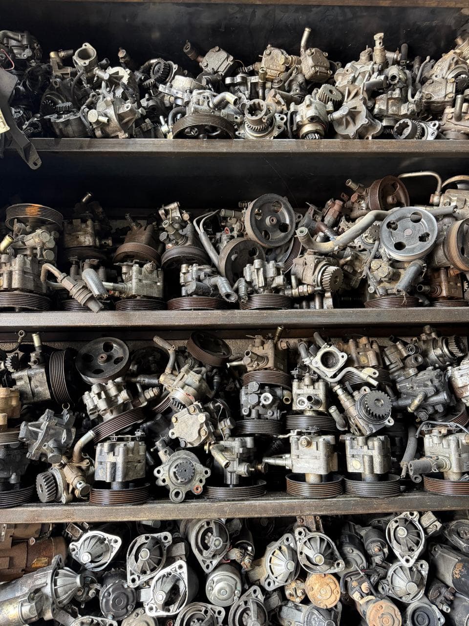 Used pumps and smaller parts on the shop shelves